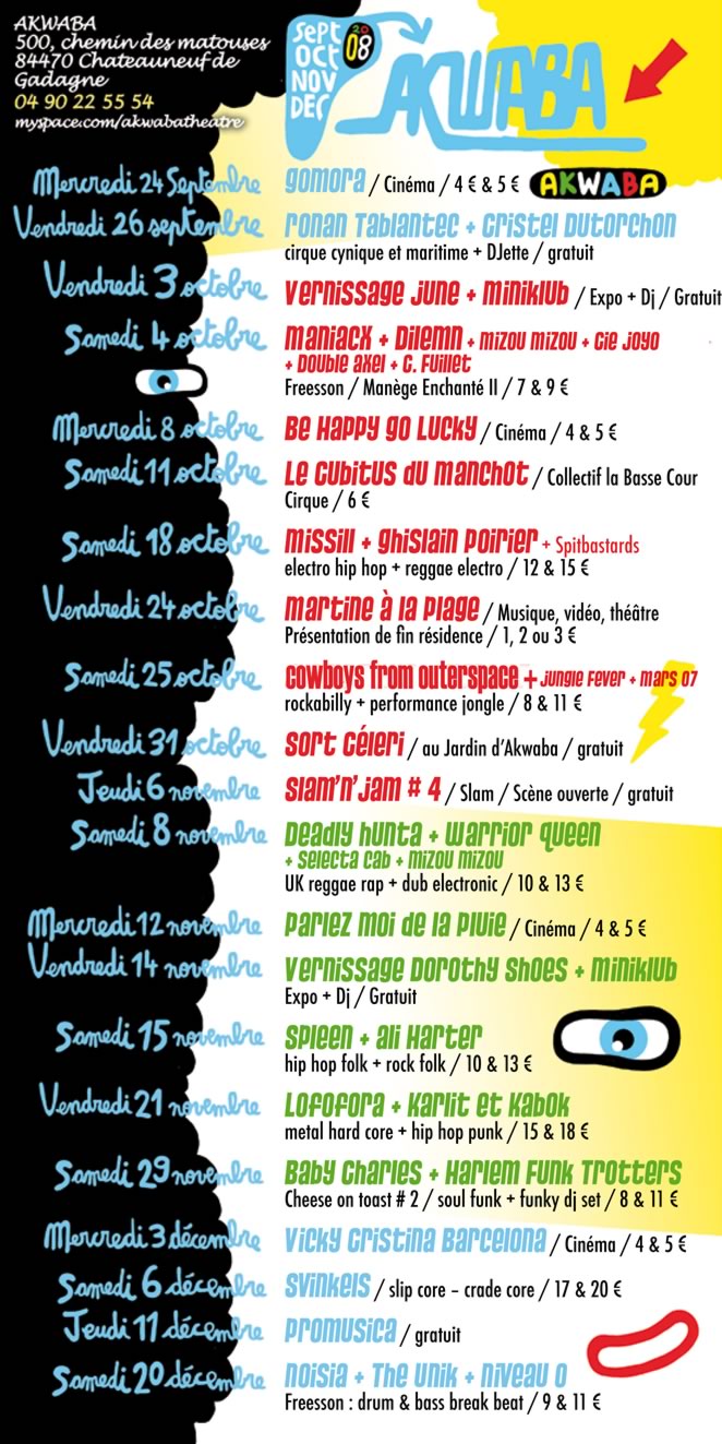 programme de la saison Septembre, Octobre, Novembre, Décembre 2008